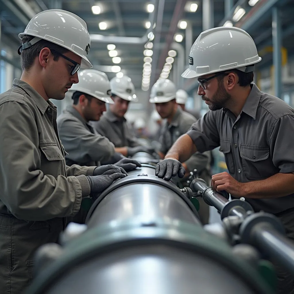 Equipo técnico revisando planos